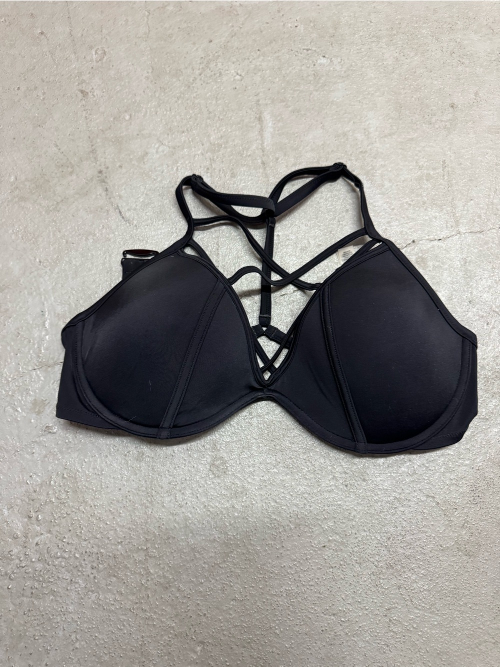 PINK Victoria's Secret Black Strappy Push-Up Bikini Top